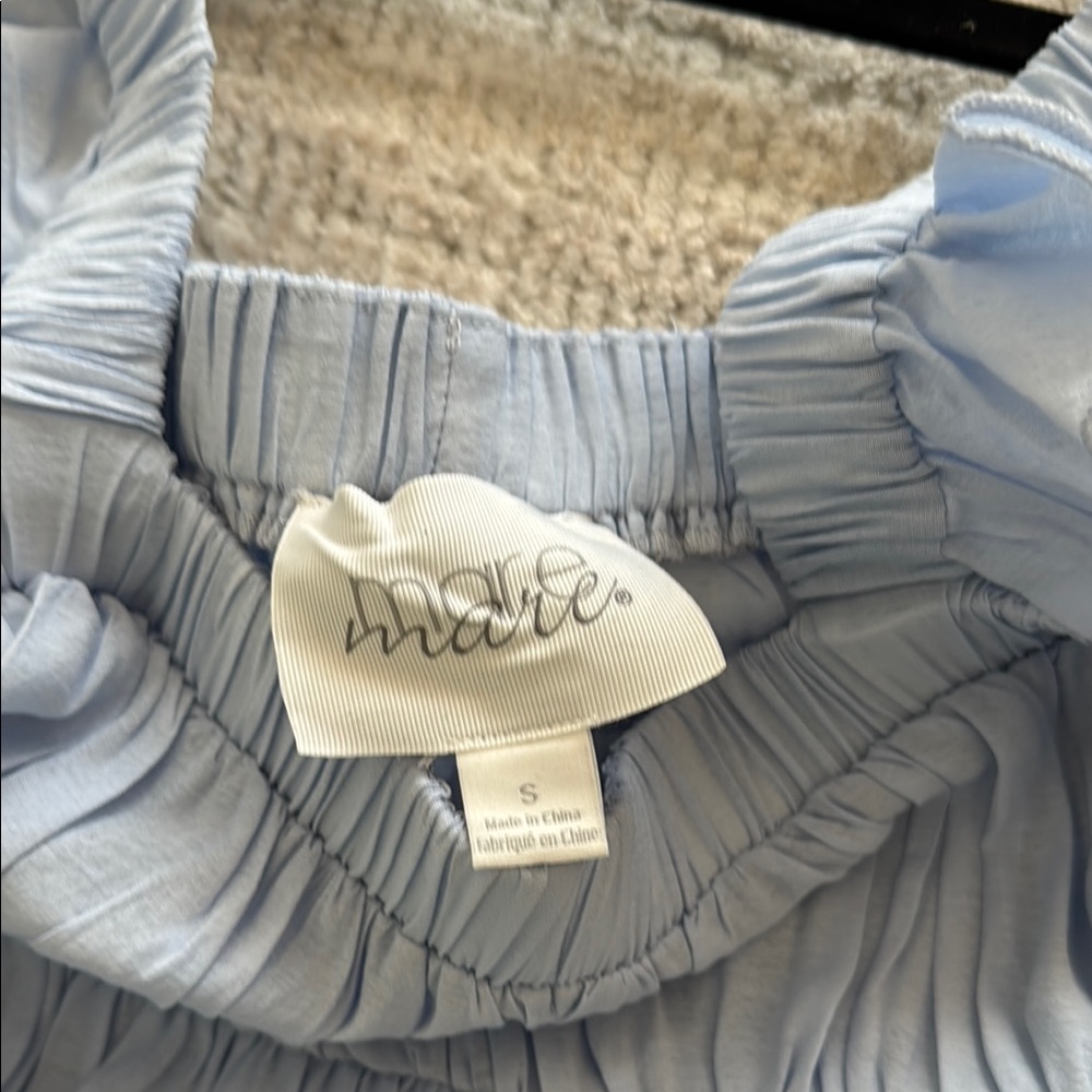 Light Blue Ruffled Women's Top - Picture 2 of 7